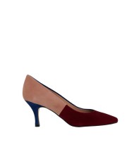 Zapatos combinados burdeos, azul y nude CARMEN