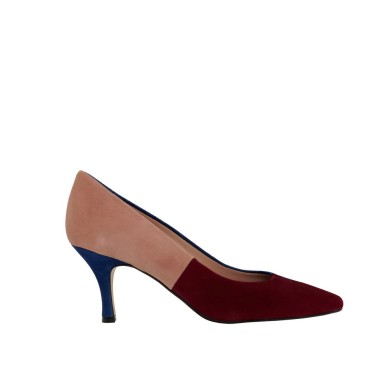 Zapatos combinados burdeos, azul y nude CARMEN