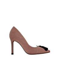 Stilettos ante rosado detalle borlas negras MACARENA