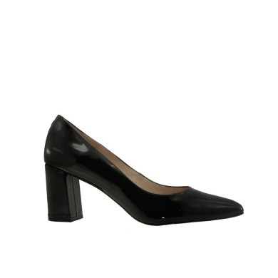 Stilettos tacón bloque charol negro ALMA