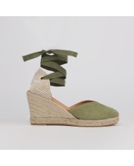 Alpargatas cuña verde khaki REBECA - Luisa Toledo espadrilles