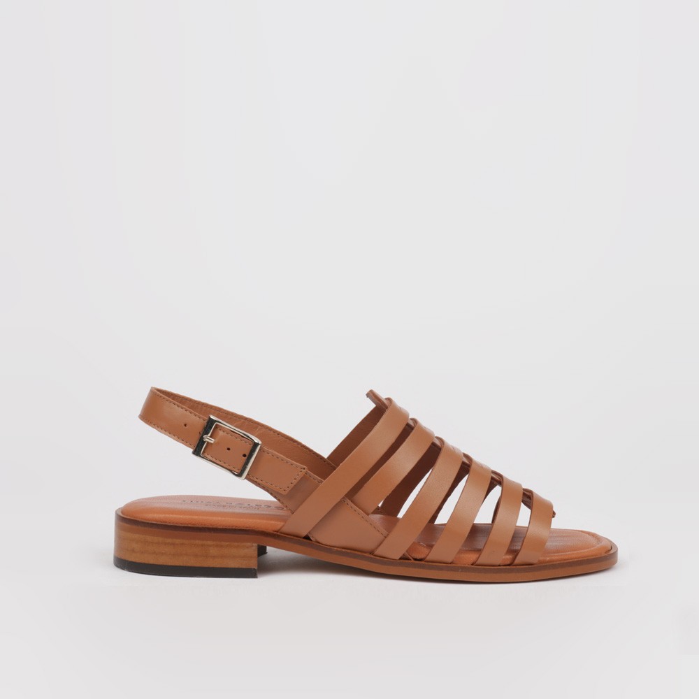 Sandalias planas mujer MINERVA color cuero - LUISA TOLEDO