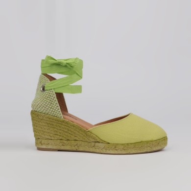 Cuñas cómodas 7 cm. lona lima - Alpargatas LUISA TOLEDO