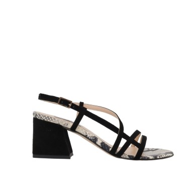 Sandalias tiras negras detalle serpiente ALBA