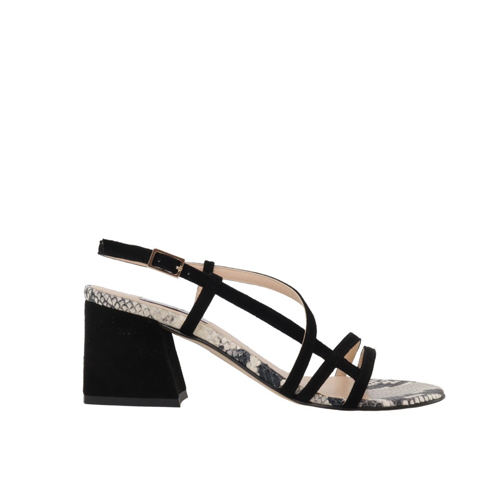 Sandalias tiras negras detalle serpiente ALBA
