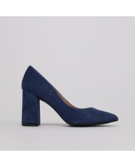 Stiletto azul petróleo tacón ancho Cayetana