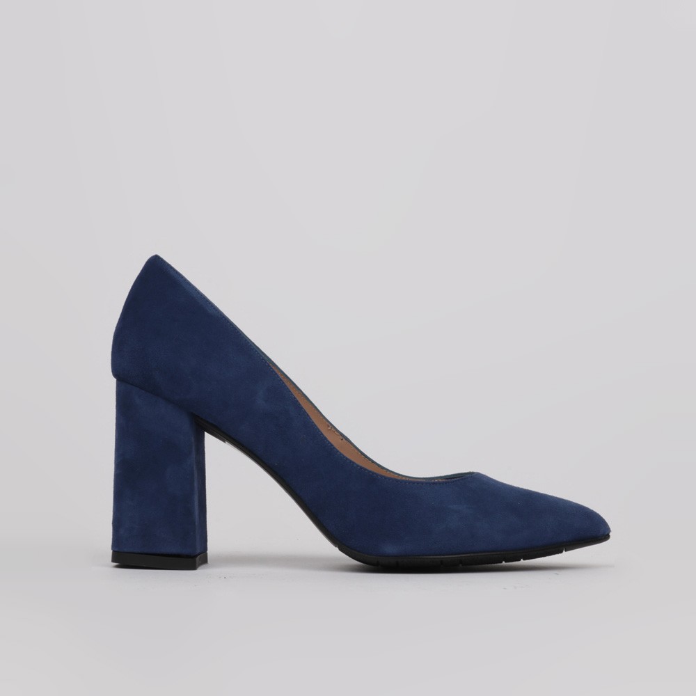 Stiletto azul petróleo tacón ancho Cayetana