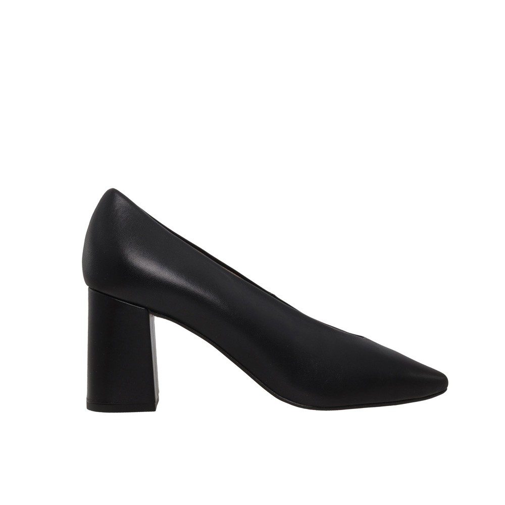 Stiletto tacón ancho VICTORIA piel negra