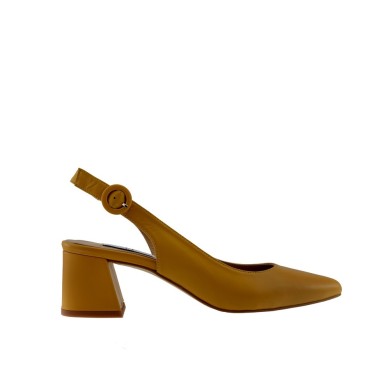 Zapatos destalonado amarillo CAMILA tacón ancho