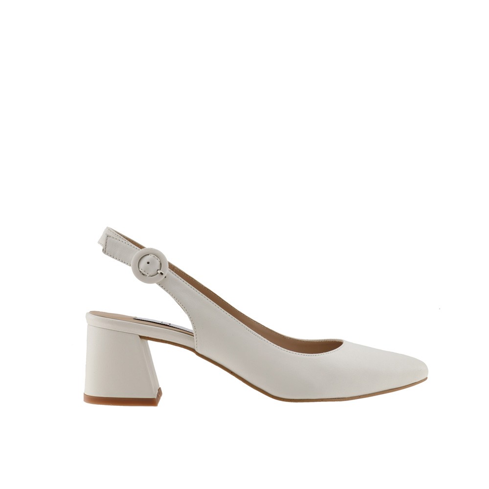 Zapatos blancos CAMILA tacón trapezoidal