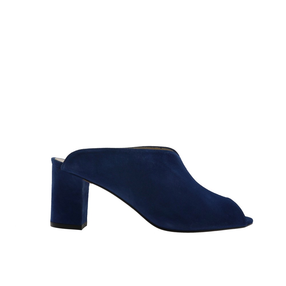Sandalias tacón ante azul índigo LOLA