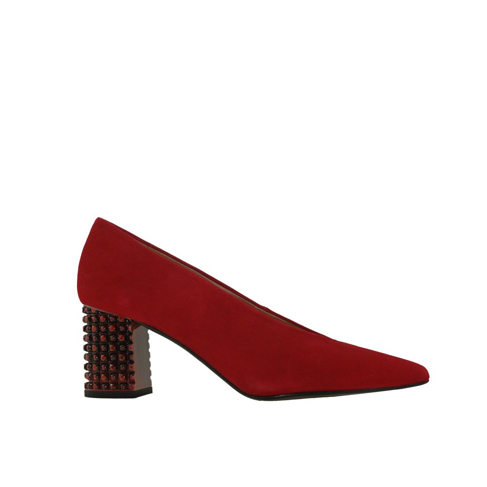 Zapatos rojos tacón joya DORIS hueco francés