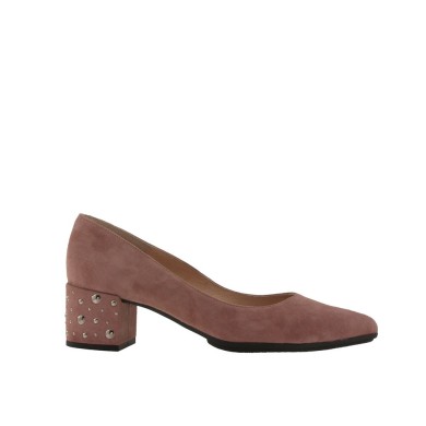 Zapatos tacón detalle remaches CLAUDIA ante rosado