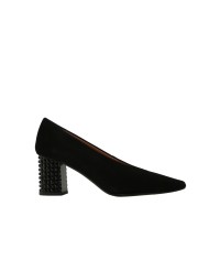 Zapatos ante negro con tacón joya y hueco francés DORIS