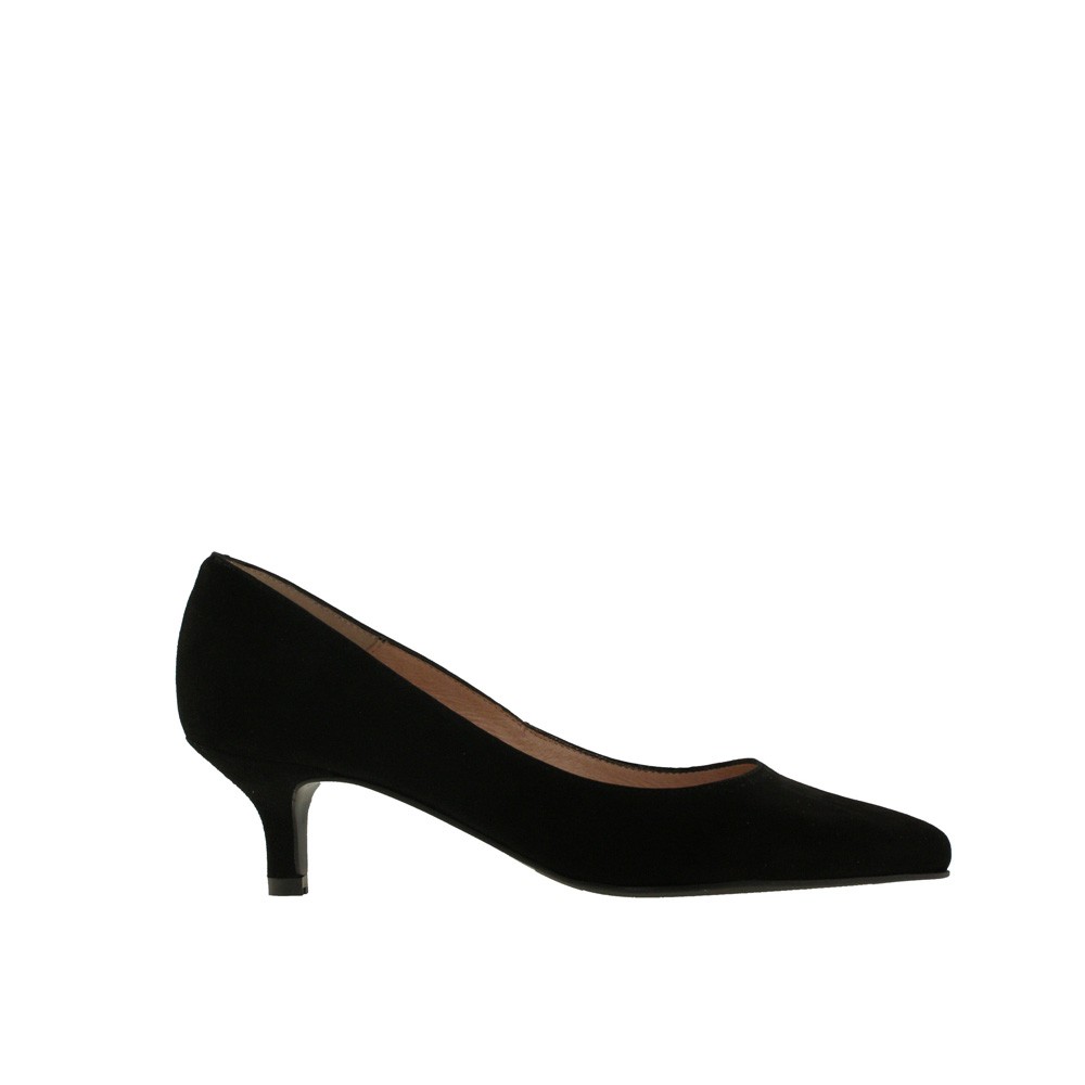 Stilettos tacón bajo ante negro NOA