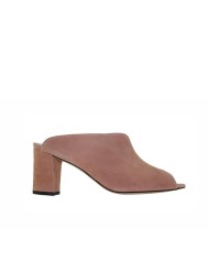 Mules LOLA con tacón ancho corte en uve ante natural