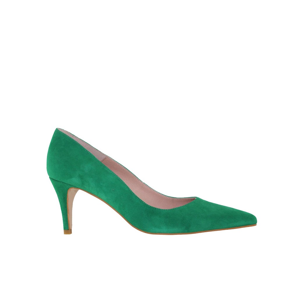 Zapatos tacón medio verde trébol ISABELA