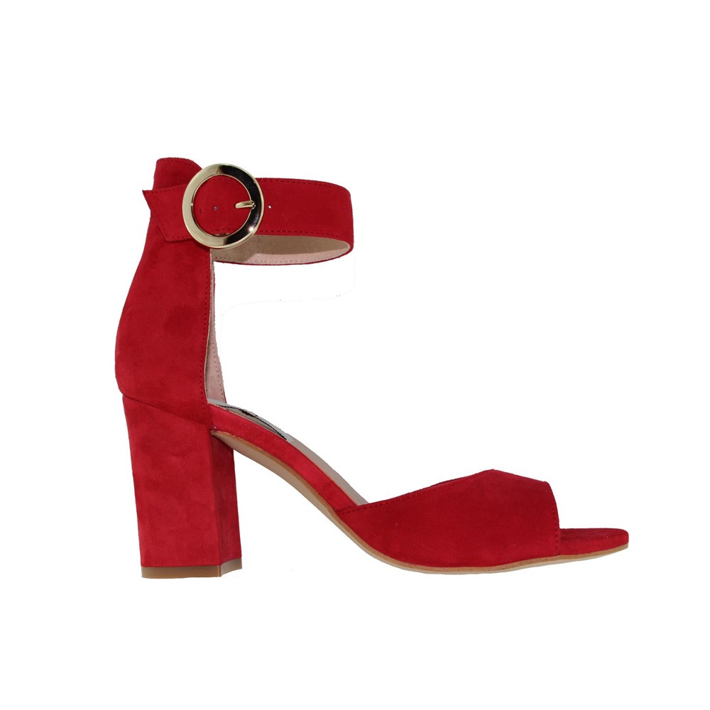 Sandalias tacón bloque ANNA ante rojo