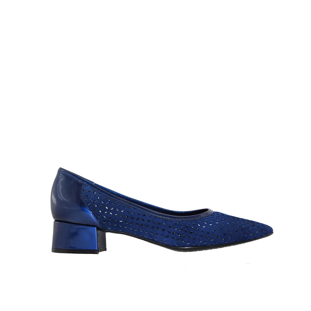 Zapatos salón tacón bajo MARTINA azulón