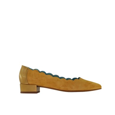 Ballerinas ALICIA scalloped edge mustard