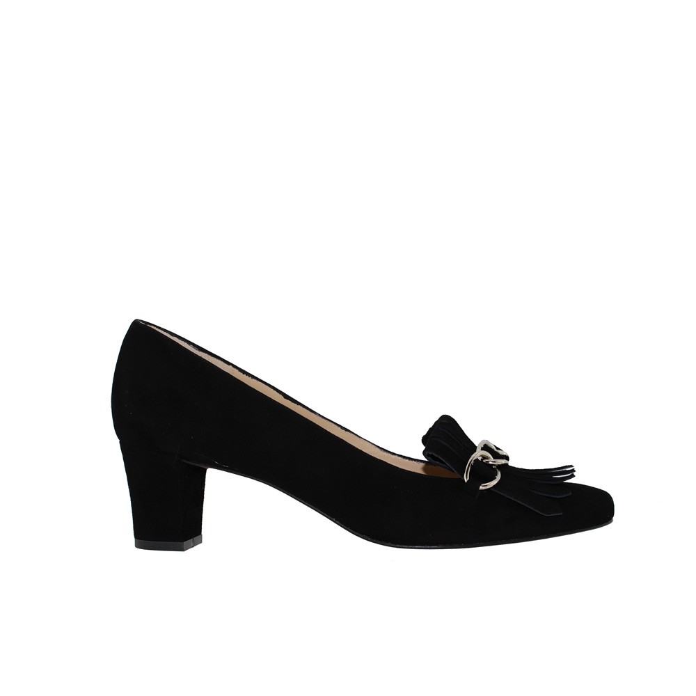 Mocasines tacón medio GRETA con flecos ante negro