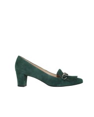 Zapatos ante verde con flecos GRETA