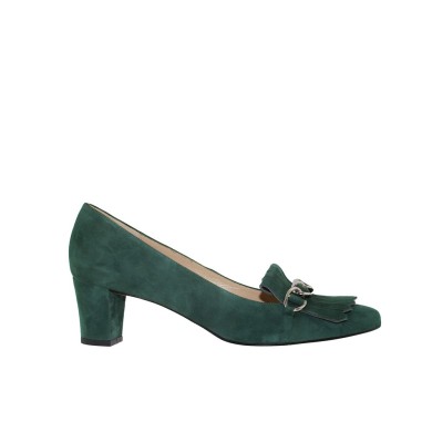 Green suede shoes with fringes GRETA