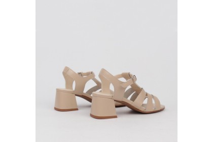 Sandalias beige ROMANA tiras tacón medio | Luisa Toledo