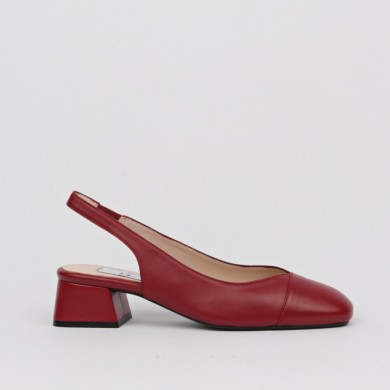 Zapato destalonado burdeos tacón bajo MIRANDA  | Luisa Toledo