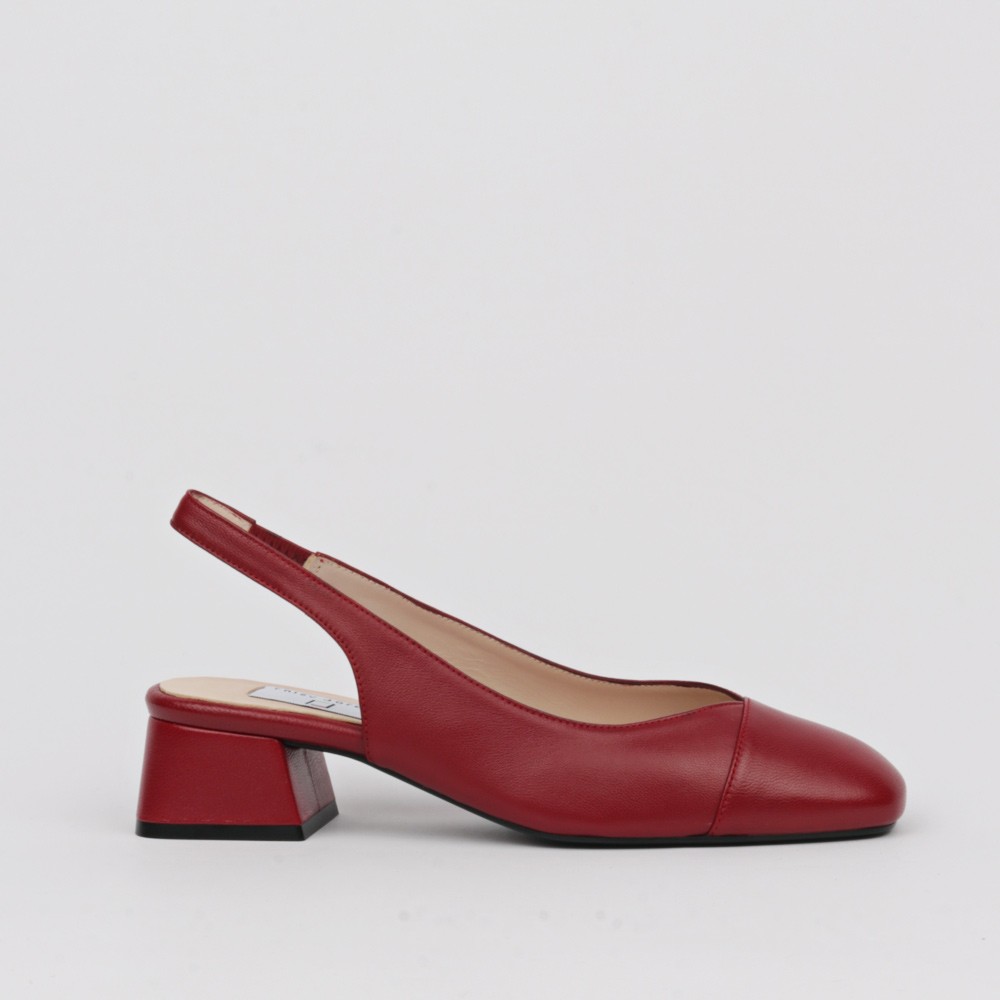 Zapato destalonado burdeos tacón bajo MIRANDA  | Luisa Toledo