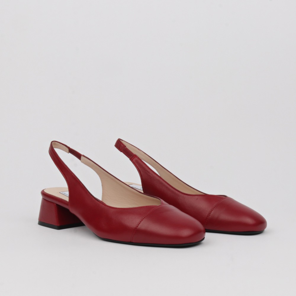 Zapato destalonado burdeos tacón bajo MIRANDA  | Luisa Toledo