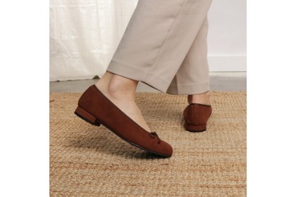 Ballet flats brown suede TAMARA - Collection flat woman shoes