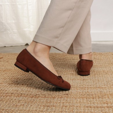Ballet flats brown suede TAMARA - Collection flat woman shoes