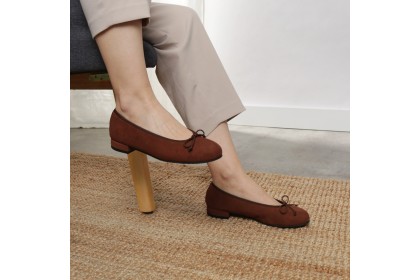 Ballet flats brown suede TAMARA - Collection flat woman shoes
