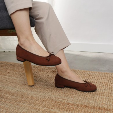 Ballet flats brown suede TAMARA - Collection flat woman shoes