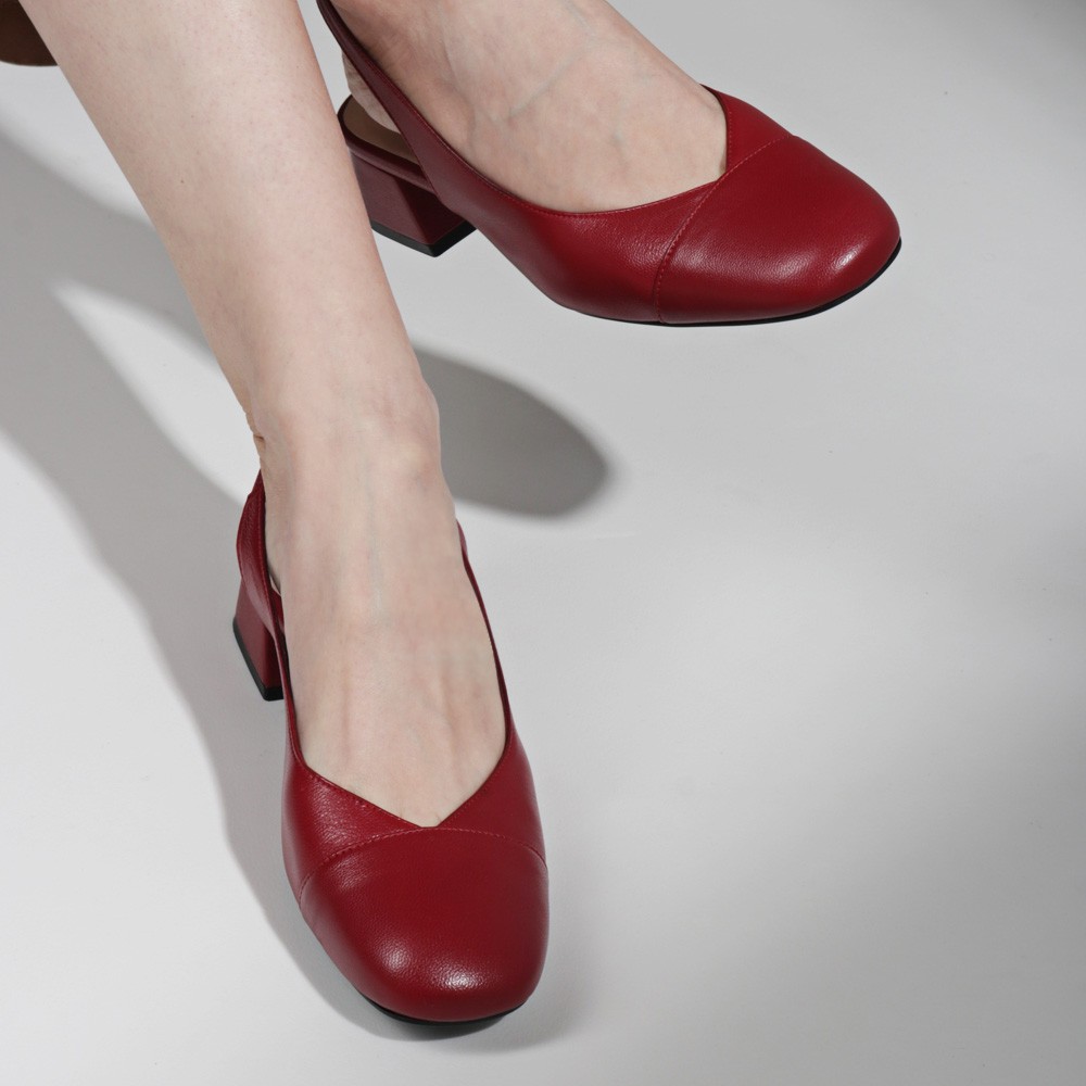 Zapato destalonado burdeos tacón bajo MIRANDA  | Luisa Toledo