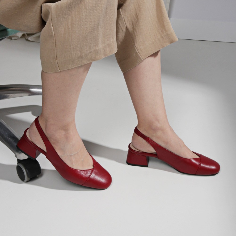 Zapato destalonado burdeos tacón bajo MIRANDA  | Luisa Toledo