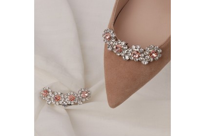Removable shoe jewel charms FLORES nude-silver Luisa Toledo
