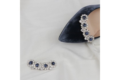 Removable shoe jewel charms FLORES blue-silver Luisa Toledo