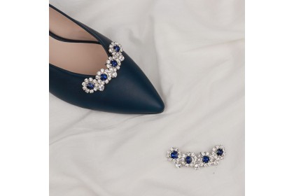 Removable shoe jewel charms FLORES blue-silver Luisa Toledo