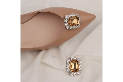 Removable shoe jewel charms TITAN beige-silver Luisa Toledo