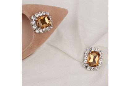 Removable shoe jewel charms TITAN beige-silver Luisa Toledo