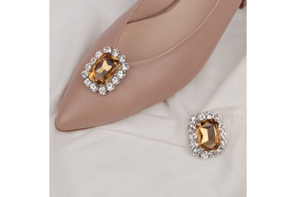 Removable shoe jewel charms TITAN beige-silver Luisa Toledo