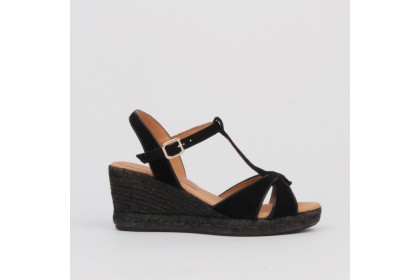 Alpargatas negras VEGA cuña de esparto negra ✓ Luisa Toledo
