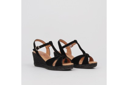 Alpargatas negras VEGA cuña de esparto negra ✓ Luisa Toledo