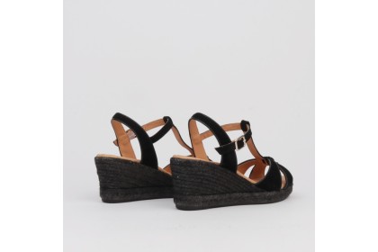 Alpargatas negras VEGA cuña de esparto negra ✓ Luisa Toledo