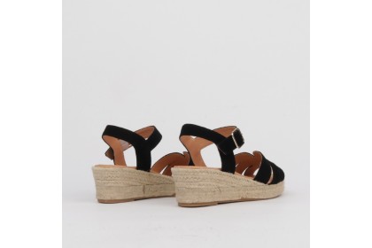 Sandalias negras cuña baja NORA ✓ Alpargatas Luisa Toledo