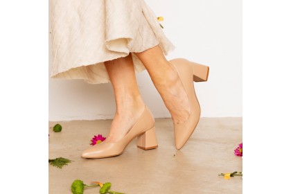 Zapatos tacón cómodp EVA piel beige | Colección Zapatos LT