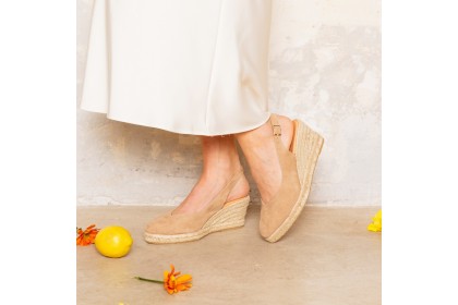 Cuñas esparto taupe LT - Alpargatas 7 cm. AGATA