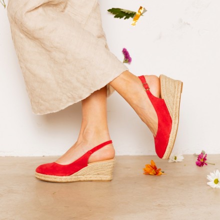 Alpargatas cuña 7 cm. AGATA - Cuñas esparto rojas LT